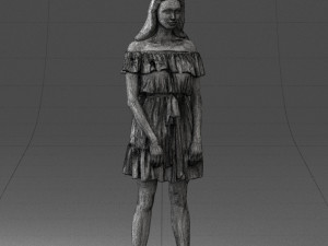 000162 Standing Woman in Off-Shoulder Dress Relaxed Pose 0714 3dp Model do druku 3D