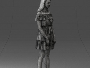 000162 Standing Woman in Off-Shoulder Dress Relaxed Pose 0714 3dp Model do druku 3D
