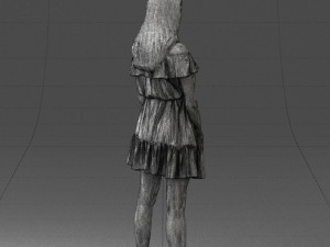 000162 Standing Woman in Off-Shoulder Dress Relaxed Pose 0714 3dp Model do druku 3D