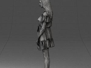 000162 Standing Woman in Off-Shoulder Dress Relaxed Pose 0714 3dp Model do druku 3D