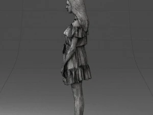 000162 Standing Woman in Off-Shoulder Dress Relaxed Pose 0714 3dp 3D Print Model
