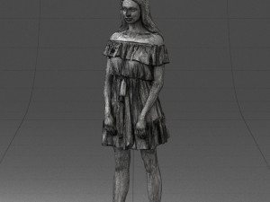 000162 Standing Woman in Off-Shoulder Dress Relaxed Pose 0714 3dp Model do druku 3D