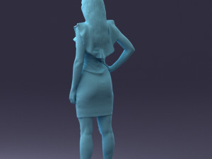 000163 Standing Woman in Pink Dress with Ruffled Neckline 0714 Modello 3D