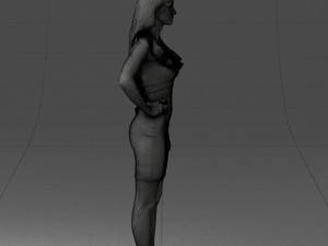 000163 Standing Woman in Pink Dress with Ruffled Neckline 0714 Modello 3D