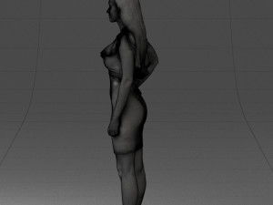 000163 Standing Woman in Pink Dress with Ruffled Neckline 0714 Modello 3D