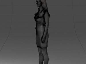 000163 Standing Woman in Pink Dress with Ruffled Neckline 0714 Modello 3D