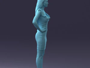 000163 Standing Woman in Pink Dress with Ruffled Neckline 0714 3dp 3D Print Model