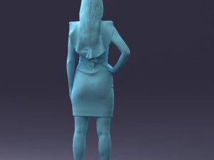 000163 Standing Woman in Pink Dress with Ruffled Neckline 0714 3dp 3D Print Model