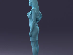 000163 Standing Woman in Pink Dress with Ruffled Neckline 0714 3dp 3D Print Model