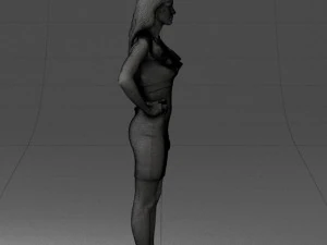 000163 Standing Woman in Pink Dress with Ruffled Neckline 0714 3dp 3D Print Model