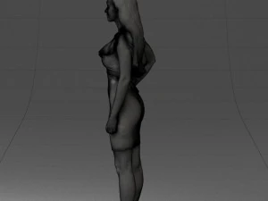 000163 Standing Woman in Pink Dress with Ruffled Neckline 0714 3dp 3D Print Model