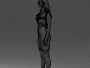 000163 Standing Woman in Pink Dress with Ruffled Neckline 0714 3dp 3D Print Model