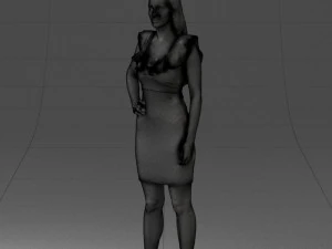 000163 Standing Woman in Pink Dress with Ruffled Neckline 0714 3dp 3D Print Model