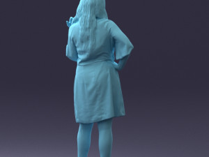 000164 Standing Woman in Stylish White Dress with Waist Tie 0714 3dp Modèles 3D en vedette