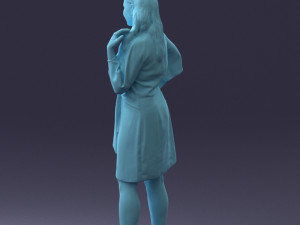 000164 Standing Woman in Stylish White Dress with Waist Tie 0714 3dp Modèles 3D en vedette
