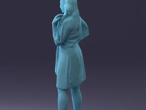 000164 Mulher em p&eacute; com elegante vestido branco com gravata na cintura 0714 3dp Modelo de Impressão 3D