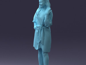 000164 Standing Woman in Stylish White Dress with Waist Tie 0714 3dp Modèles 3D en vedette