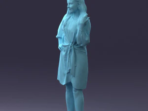 000164 Mulher em p&eacute; com elegante vestido branco com gravata na cintura 0714 3dp Modelo de Impressão 3D