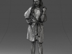 000164 Standing Woman in Stylish White Dress with Waist Tie 0714 3dp Modèles 3D en vedette