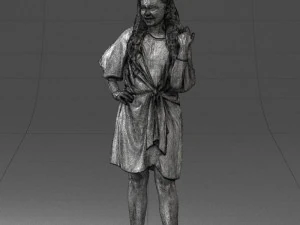 000164 Mulher em p&eacute; com elegante vestido branco com gravata na cintura 0714 3dp Modelo de Impressão 3D