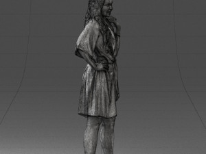 000164 Standing Woman in Stylish White Dress with Waist Tie 0714 3dp Modèles 3D en vedette