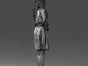 000164 Standing Woman in Stylish White Dress with Waist Tie 0714 3dp Modèles 3D en vedette
