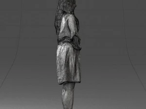 000164 Mulher em p&eacute; com elegante vestido branco com gravata na cintura 0714 3dp Modelo de Impressão 3D