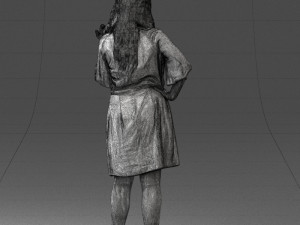 000164 Standing Woman in Stylish White Dress with Waist Tie 0714 3dp Modèles 3D en vedette