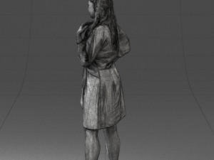 000164 Standing Woman in Stylish White Dress with Waist Tie 0714 3dp Modèles 3D en vedette