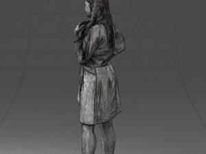 000164 Mulher em p&eacute; com elegante vestido branco com gravata na cintura 0714 3dp Modelo de Impressão 3D