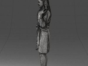 000164 Standing Woman in Stylish White Dress with Waist Tie 0714 3dp Modèles 3D en vedette