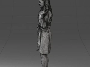 000164 Mulher em p&eacute; com elegante vestido branco com gravata na cintura 0714 3dp Modelo de Impressão 3D