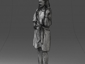 000164 Standing Woman in Stylish White Dress with Waist Tie 0714 3dp Modèles 3D en vedette