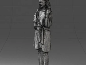 000164 Mulher em p&eacute; com elegante vestido branco com gravata na cintura 0714 3dp Modelo de Impressão 3D