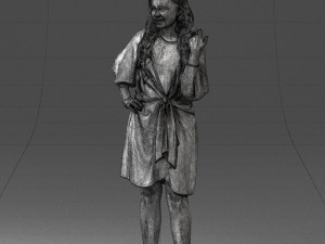 000164 Standing Woman in Stylish White Dress with Waist Tie 0714 3dp Modèles 3D en vedette