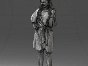 000164 Mulher em p&eacute; com elegante vestido branco com gravata na cintura 0714 3dp Modelo de Impressão 3D