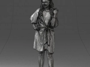 000164 Mulher em p&eacute; com elegante vestido branco com gravata na cintura 0714 3dp Modelo de Impressão 3D