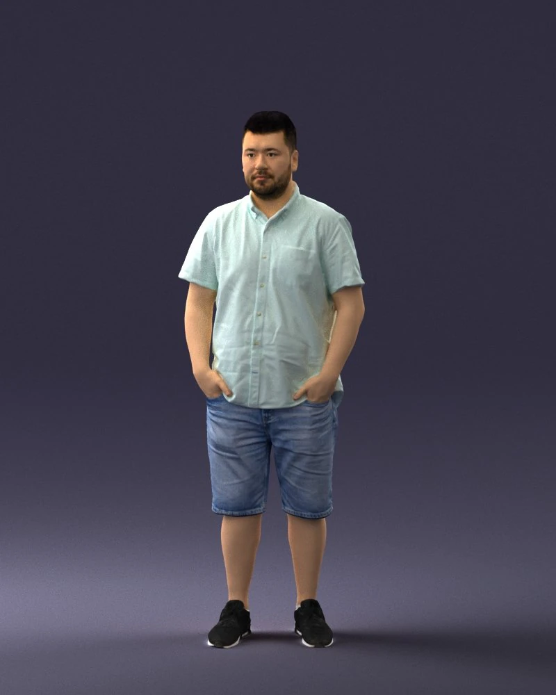 000165 Standing Man in Casual Summer Clothes 0716 3dp 3D Print Model .c4d .max .obj .3ds .fbx .stl .blend 