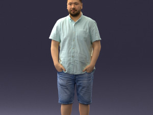 000165 Standing Man in Casual Summer Clothes 0716 3dp 3D Baskı Modeli
