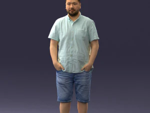 000165 Standing Man in Casual Summer Clothes 0716 3dp 3D Print Model