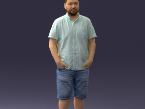 000165 Standing Man in Casual Summer Clothes 0716 3dp 3D Baskı Modeli