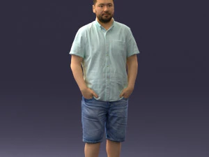 000165 Standing Man in Casual Summer Clothes 0716 3dp 3D Print Model