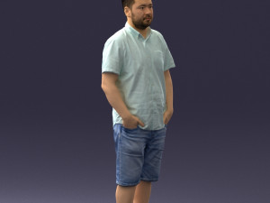 000165 Standing Man in Casual Summer Clothes 0716 3dp 3D Baskı Modeli