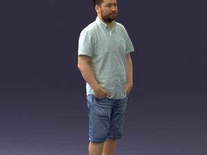 000165 Standing Man in Casual Summer Clothes 0716 3dp 3D Print Model
