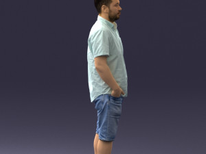 000165 Standing Man in Casual Summer Clothes 0716 3dp 3D Baskı Modeli