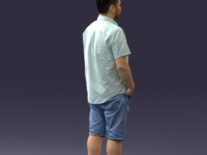 000165 Standing Man in Casual Summer Clothes 0716 3dp 3D Baskı Modeli