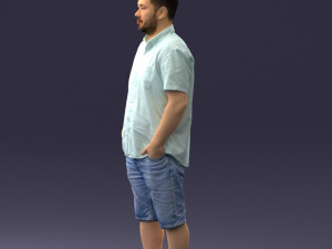 000165 Standing Man in Casual Summer Clothes 0716 3dp 3D Baskı Modeli
