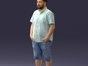000165 Standing Man in Casual Summer Clothes 0716 3dp 3D Baskı Modeli