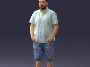 000165 Standing Man in Casual Summer Clothes 0716 3dp 3D Baskı Modeli