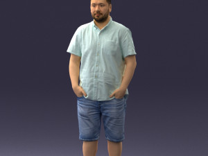 000165 Standing Man in Casual Summer Clothes 0716 3dp 3D Baskı Modeli